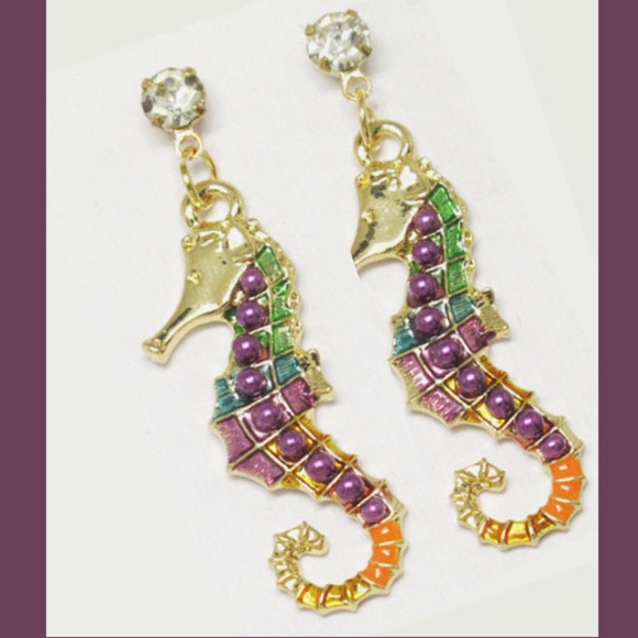 Multicolor Seahorse Earrings - Picture 2 of 5